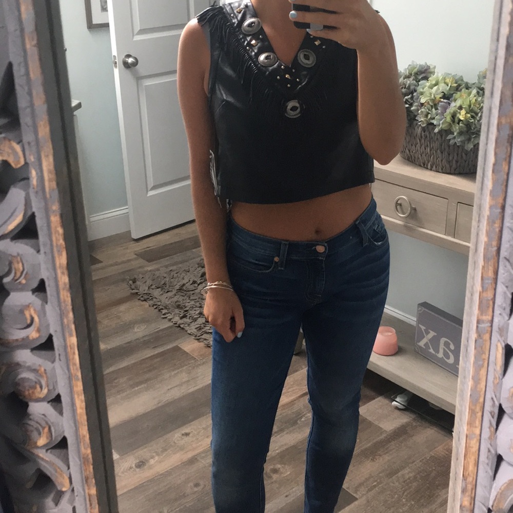 Leather crop top!